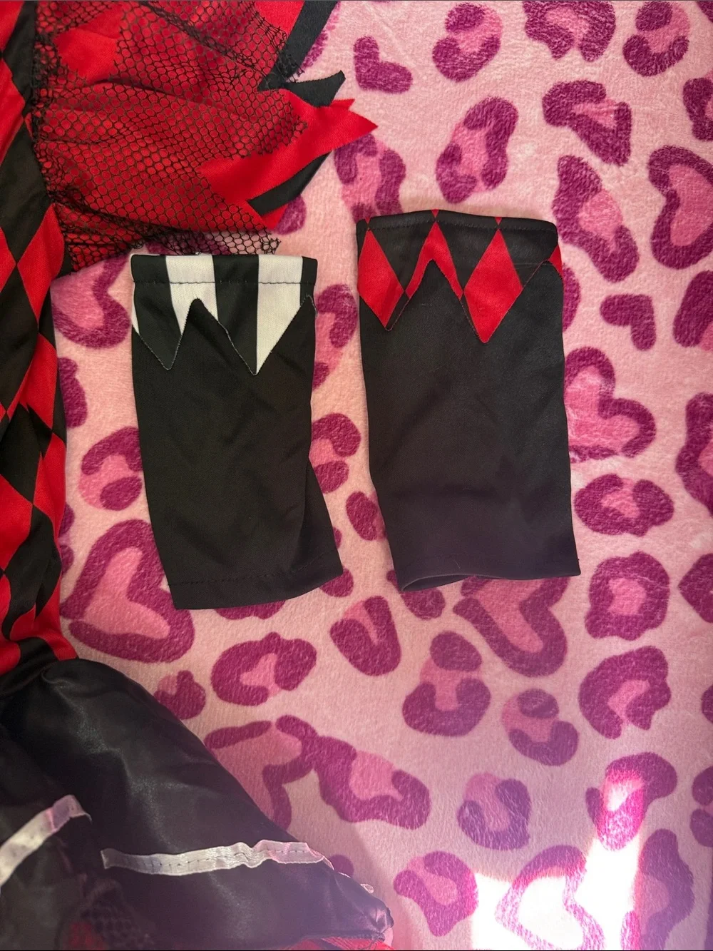 Spirit Red, Black & White Harlequin Jester Costume with Headband